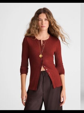Madewell Textural Cutaway Crewneck Cardigan
